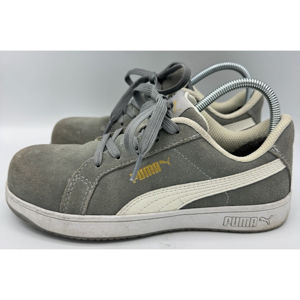 Puma Safety Iconic Work Shoes Gray Suede Slip Oil Resistant Mens 6.5